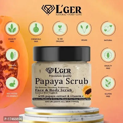 l'ger Bio Papaya Scrub With Vitamin C  E Revitalizing And Tan Removal Scrub  (100 g)-thumb2