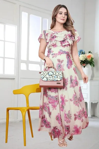 Attractive Georgette Printed Gowns For Women