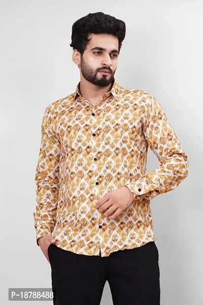 Stylish Polycotton Printed Full Sleeve Shirt For Men-thumb0