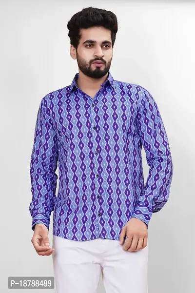 Stylish Polycotton Printed Full Sleeve Shirt For Men