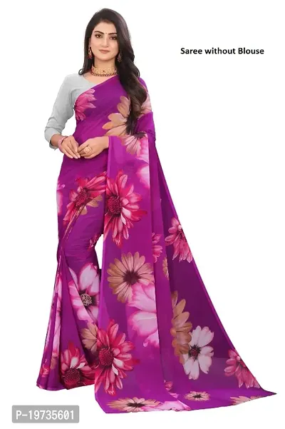 Georgette Floral Print Partywear Saree without Blouse-thumb0