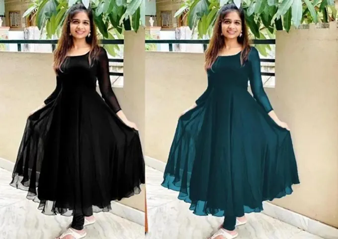 Attractive Georgette Gowns For Women Pack of 2