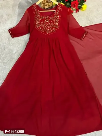 Attractive Georgette Gowns for Women With Dupatta And Ethnic Belt