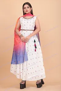 Attractive Chanderi Cotton Gowns For Women With Sleeve(inside) with printed Dupatta-thumb1