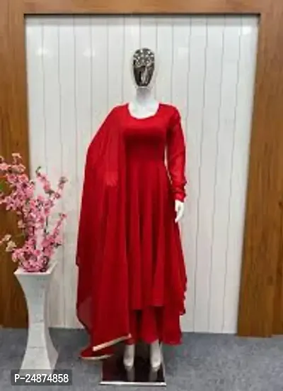 Attractive Double flared Gowns With Dupatta For Women-thumb0