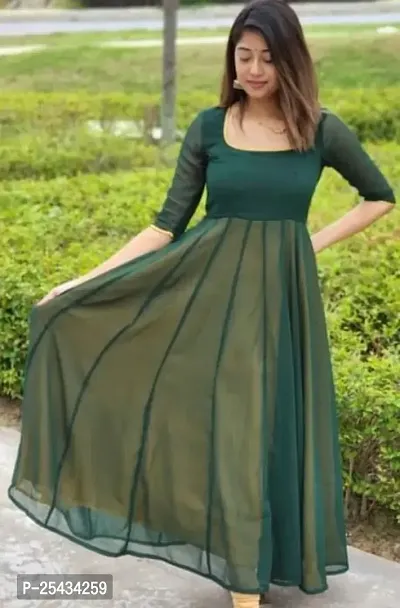 Attractive Full Flared Georgette Gown for Women-thumb0