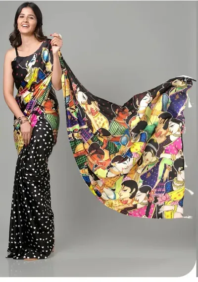 Hot Selling Satin Saree with Blouse piece 