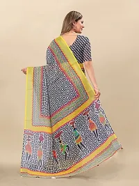 Beautiful Linen Printed Saree With Blouse Piece-thumb2