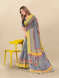 Beautiful Linen Printed Saree With Blouse Piece-thumb3