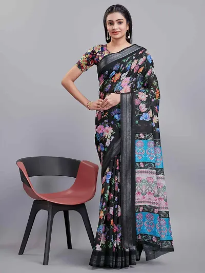 Hot Selling Linen Saree with Blouse piece 