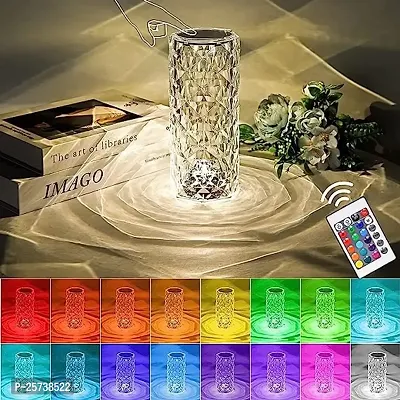 HNA GIFTING Crystal Diamond Table Lamp Dimmable Touch and Remote Control Romantic 16 Color Diamond Table Lamps USB Rechargable LED Night Stand Lamp (Multicolor, Pack of 1) (Rose Diamond Lamp)-thumb0