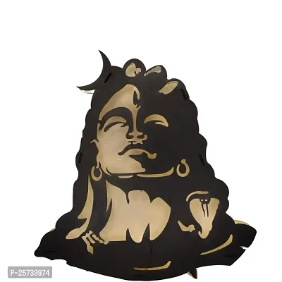 HNA GIFTING Adiyogi Shiva Black Colour Wooden Meditation Lamp with LED for Living Room, Bed Room, Temple Room, Office Room, for Spiritual Vibrational Frequencies, (Pack of 1)