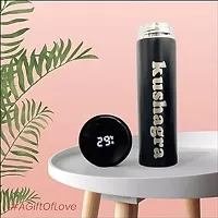 HNA GIFTING Customized/Personalized Stainless Steel Thermos Water Bottle with Smart LCD Touch Screen, Keep Cold 500 ml (Matte Black)-thumb3