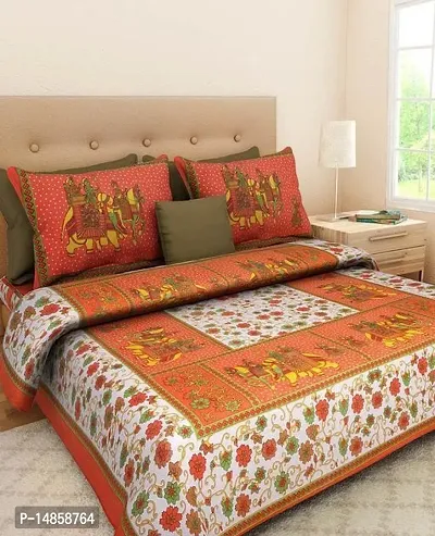 Comfortable Cotton  Queen Bedsheet with Pillow Covers-thumb0