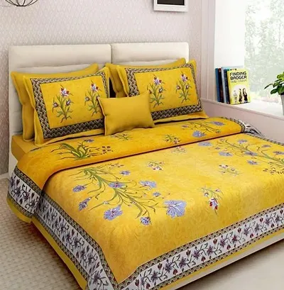 Printed Cotton Double Bedsheet with 2 Pillow Cover