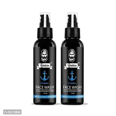 Welkin Ocean Face Wash for Men, Fights Acne  Pimple, Skin Whitening  Brightening, All Skin Types, No SLS, Silicone and Paraben, 100 ML PACK OF 2