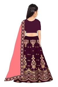 Dholazon Girls Lehenga Choli Ethnic Wear Embroidered Lehenga, Choli and Dupatta Set (7-8 Years, purple)-thumb1