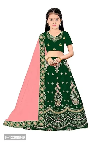 Dholazon Girl's Satin Semi-stitched Lehenga Choli and dupatta set Best Lehenga Choli for Girls