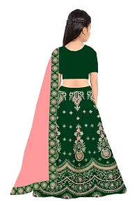 Dholazon Girls Lehenga Choli Ethnic Wear Embroidered Lehenga, Choli and Dupatta Set (14-15year, Green)-thumb1