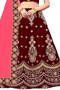 Dholazon Girls Lehenga Choli Ethnic Wear Embroidered Lehenga, Choli and Dupatta Set (10-11year, Maroon)-thumb2