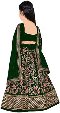 Dholazon Girls Lehenga Choli Ethnic Wear Embroidered Lehenga, Choli and Dupatta Set (9-10 Years, green)-thumb1