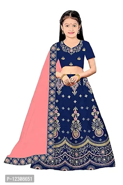 Dholazon Girl's Satin Semi-stitched Lehenga Choli and dupatta set Best Lehenga Choli for Girls