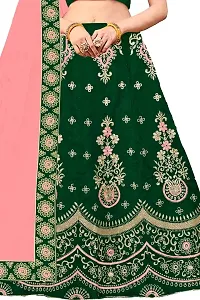 Dholazon Girls Lehenga Choli Ethnic Wear Embroidered Lehenga, Choli and Dupatta Set (14-15year, Green)-thumb2