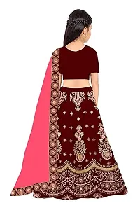 Dholazon Girls Lehenga Choli Ethnic Wear Embroidered Lehenga, Choli and Dupatta Set (10-11year, Maroon)-thumb1