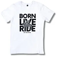 Men Mantra Born Live Ride T Shirt (Large, White)-thumb1