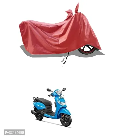 Stylish Water-Resistant Bike Cover For Hero Pleasure Drum And Dust-Proof Premium Polyester Fabric_Entire Maroon Large-thumb0