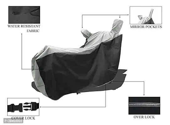 VESMEI - Two Wheeler - Bike Cover for 2024 Hero Pleasure LX Bike Cover with Water-Resistant and Dust Proof Premium 190T Fabric_Grey Stripe-thumb2