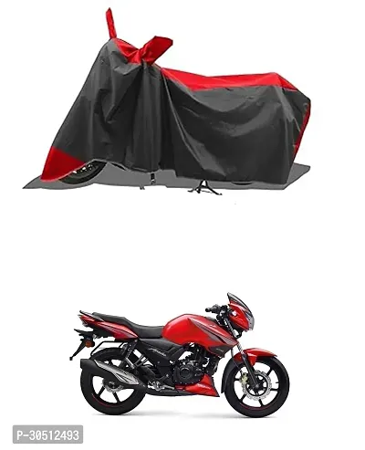 FASTAK - Two Wheeler - Bike Cover for 2024 TVS Apache RTR 2V RM Bluetooth Bike Cover with Water-Resistant and Dust Proof Premium 190T Fabric_Red Stripe-thumb0