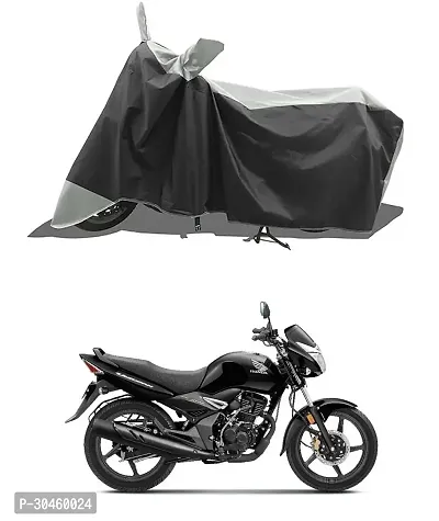 VESMEI - Two Wheeler - Bike Cover for 2024 Honda Unicorn 160 Bike Cover with Water-Resistant and Dust Proof Premium 190T Fabric_Grey Stripe-thumb0