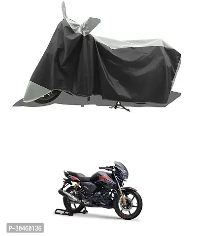 VESMEI - Two Wheeler - Bike Cover for 2024 TVS Apache RTR 180 Bike Cover with Water-Resistant and Dust Proof Premium 190T Fabric_Grey Stripe-thumb0