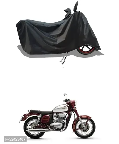 Stylish Water-Resistant 2024 Bike Cover For Jawa Classic 300 And Dust-Proof Premium Polyester Fabric_Black Stripe Large-thumb0