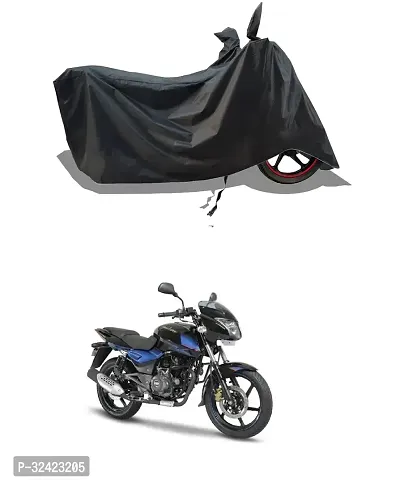 Stylish Water-Resistant 2024 Bike Cover For Bajaj Pulsar 150 And Dust-Proof Premium Polyester Fabric_Black Stripe Large-thumb0