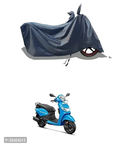 Stylish Bike Cover Water-Resistant For Hero Pleasure Drum And Dust-Proof Premium Polyester Fabric_Entire Nevy Large-thumb0