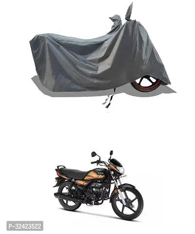 Stylish Water-Resistant 2024 Bike Cover For Hero Hf Deluxe And Dust-Proof Premium Polyester Fabric_Entire Grey Large-thumb0