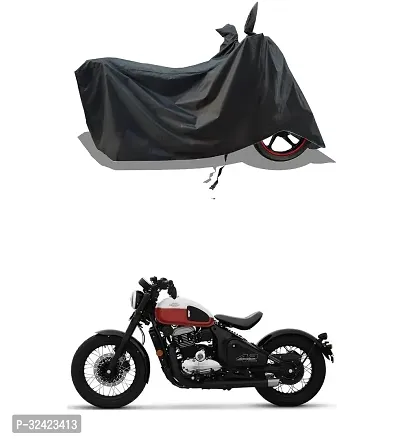 Stylish Water-Resistant 2024 Bike Cover For Jawa 42 Bobber And Dust-Proof Premium Polyester Fabric_Black Stripe Large-thumb0