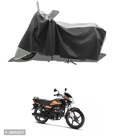 VESMEI - Two Wheeler - Bike Cover for 2024 Hero HF Deluxe Bike Cover with Water-Resistant and Dust Proof Premium 190T Fabric_Grey Stripe-thumb0