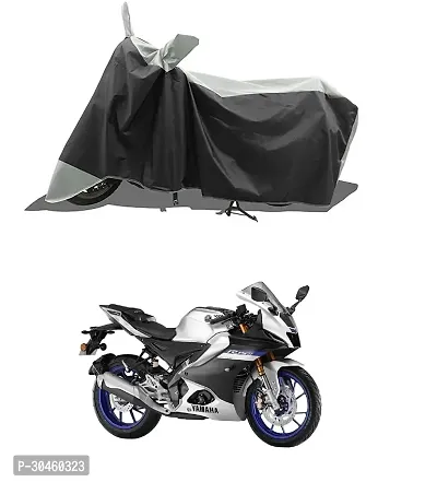 VESMEI - Two Wheeler - Bike Cover for 2024 Yamaha R15M Bike Cover with Water-Resistant and Dust Proof Premium 190T Fabric_Grey Stripe-thumb0