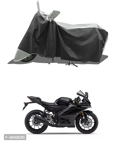 VESMEI - Two Wheeler - Bike Cover for 2024 Yamaha R15 V4 Bike Cover with Water-Resistant and Dust Proof Premium 190T Fabric_Grey Stripe-thumb0