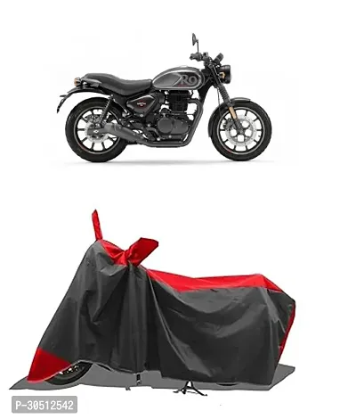 FASTAK - Two Wheeler - Bike Cover for 2024 Royal Enfield Hunter 350 Bike Cover with Water-Resistant and Dust Proof Premium 190T Fabric_Red Stripe