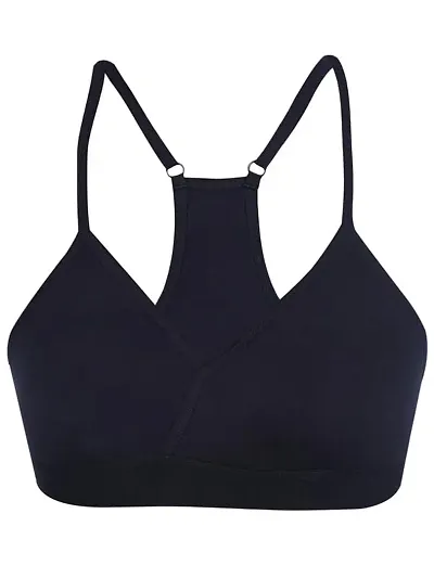 D?Chica V-Neck Padded Everyday Bra (Pack of 1) Seamless Bralette with Adjustable Straps | Removable Pads Wire Free Sports Bras | Slip on T-Shirt Cami Bra Gym Activewear for Girls Young Women