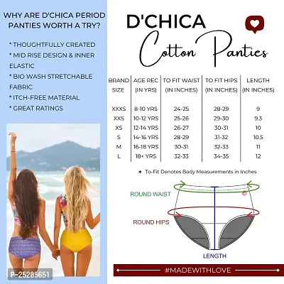 D?Chica Printed Cotton Panties for Women  Girls (Pack of 4) Comfortable Mid Waist Hipster Panty with Stretchable Waistband Full Coverage Breathable Briefs/Underwear-thumb2