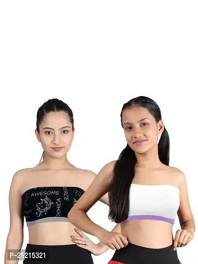 Buy D'chica Slip-on Strapless Bra for Teenagers, Girls Beginners Bra Sports  Cotton Non-Wired Non-Padded Crop Top Bra Full Coverage Seamless Gym Stylish  Workout Training Bra for Kids(Pack of 2) Online In India