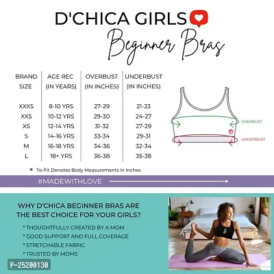 D'chica Sports Bra for Women  Girls, (Pack of 1) Cotton Non-Padded Full Coverage Beginners Wire-Free T-Shirt Gym Workout Bra with Regular Broad Strap, Activewear Training Bra for Teenagers-thumb2