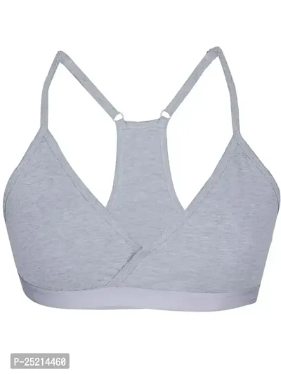 D?Chica V-Neck Padded Everyday Cotton Bra (Pack of 1) Seamless Bralette with Adjustable Straps | Removable Pads Wire Free Sports Bras | Slip on T-Shirt Cami Bra Gym Activewear for Girls  Young Women