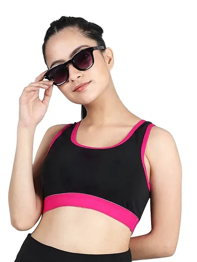 D?Chica Racerback Sports Bra for Girls (Pack of 1) Flat Padding and Nipple Coverage Wire-Free Activewear for Girl & Women, High Support, Criss-Cross Back Sport Bras for Cardio, Zumba and Yoga