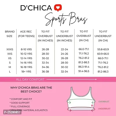 D'chica Sports Bra for Women  Girls, (Pack of 1) Cotton Non-Padded Full Coverage Beginners Wire-Free T-Shirt Gym Workout Bra with Regular Broad Strap, Activewear Training Bra for Teenagers-thumb2